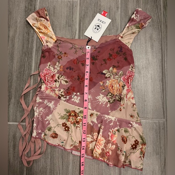 NWT Cider Asymmetrical Ruffle Knotted Floral baby doll Tank Top - Picture 4 of 9
